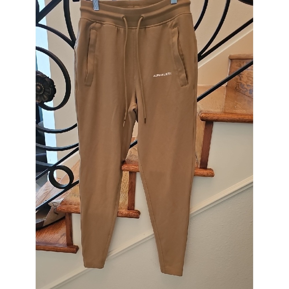 Alphalete Tan Khaki Tapered Joggers Drawstring Sweatpants Small AL20-1128